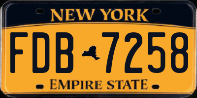 NY license plate FDB7258