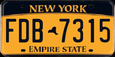 NY license plate FDB7315