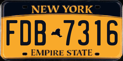 NY license plate FDB7316