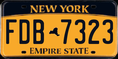 NY license plate FDB7323