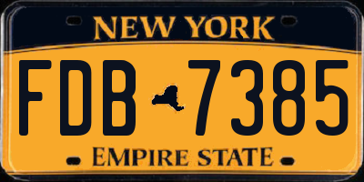 NY license plate FDB7385