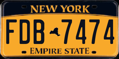 NY license plate FDB7474