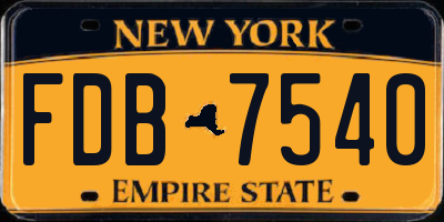 NY license plate FDB7540