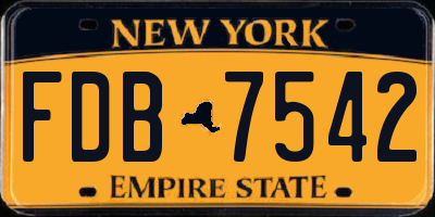 NY license plate FDB7542