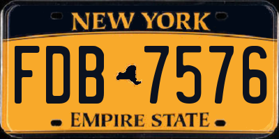 NY license plate FDB7576