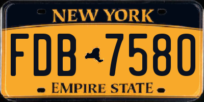 NY license plate FDB7580