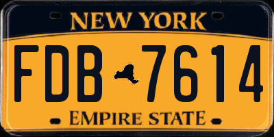 NY license plate FDB7614