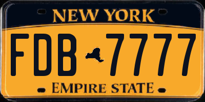 NY license plate FDB7777
