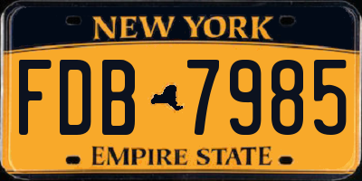 NY license plate FDB7985