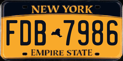 NY license plate FDB7986