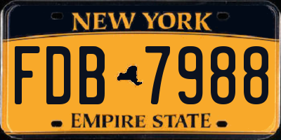 NY license plate FDB7988