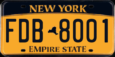 NY license plate FDB8001