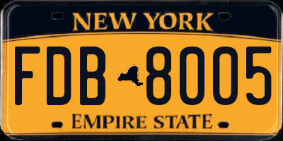 NY license plate FDB8005