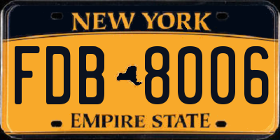 NY license plate FDB8006