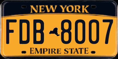 NY license plate FDB8007