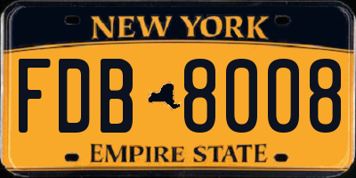 NY license plate FDB8008