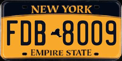 NY license plate FDB8009