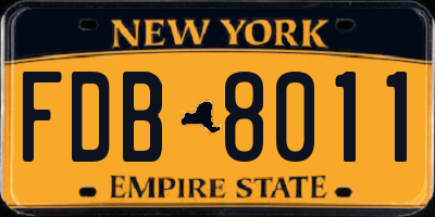 NY license plate FDB8011