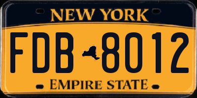 NY license plate FDB8012