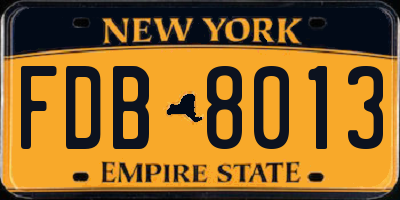 NY license plate FDB8013