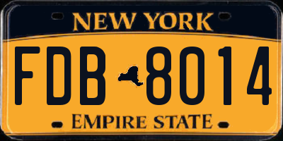 NY license plate FDB8014