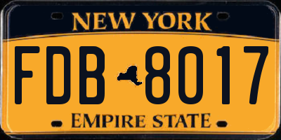 NY license plate FDB8017