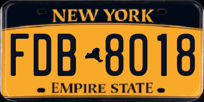 NY license plate FDB8018