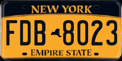 NY license plate FDB8023