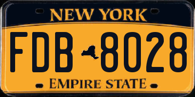 NY license plate FDB8028