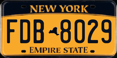NY license plate FDB8029