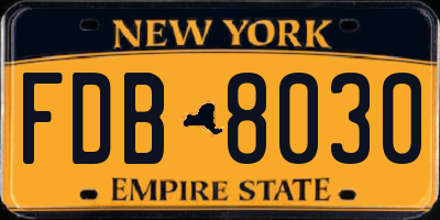 NY license plate FDB8030