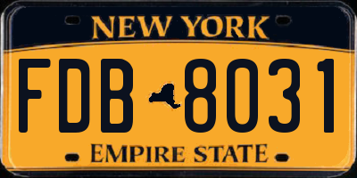 NY license plate FDB8031