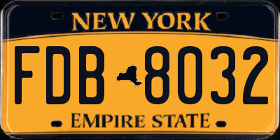 NY license plate FDB8032