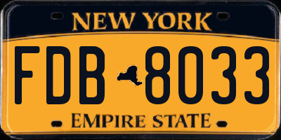 NY license plate FDB8033