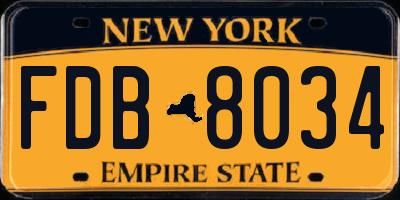NY license plate FDB8034