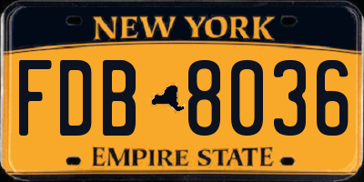 NY license plate FDB8036