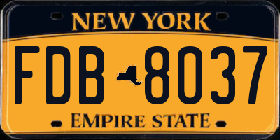 NY license plate FDB8037