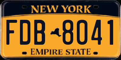 NY license plate FDB8041