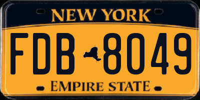 NY license plate FDB8049