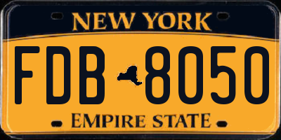 NY license plate FDB8050
