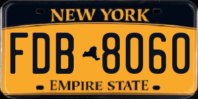 NY license plate FDB8060
