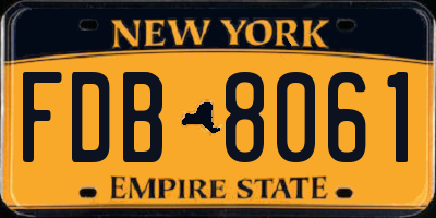 NY license plate FDB8061