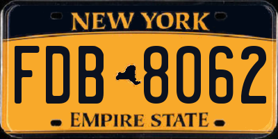 NY license plate FDB8062