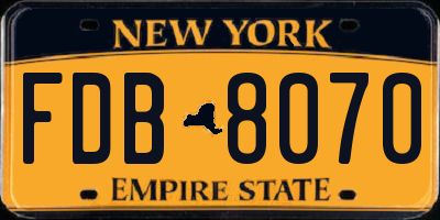 NY license plate FDB8070