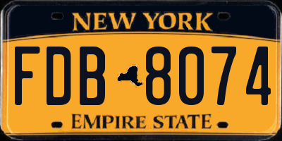 NY license plate FDB8074