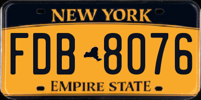 NY license plate FDB8076