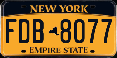 NY license plate FDB8077
