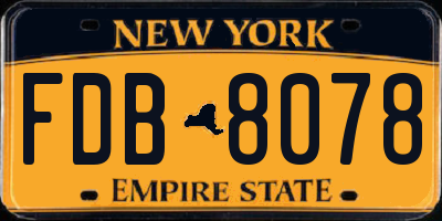NY license plate FDB8078