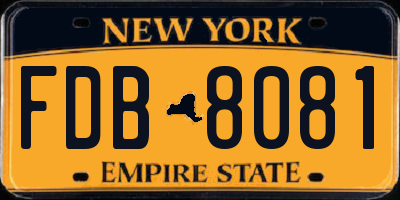 NY license plate FDB8081