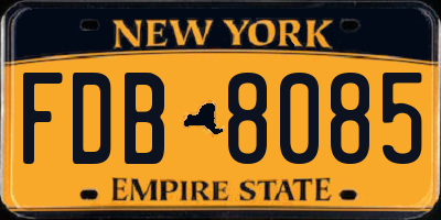 NY license plate FDB8085